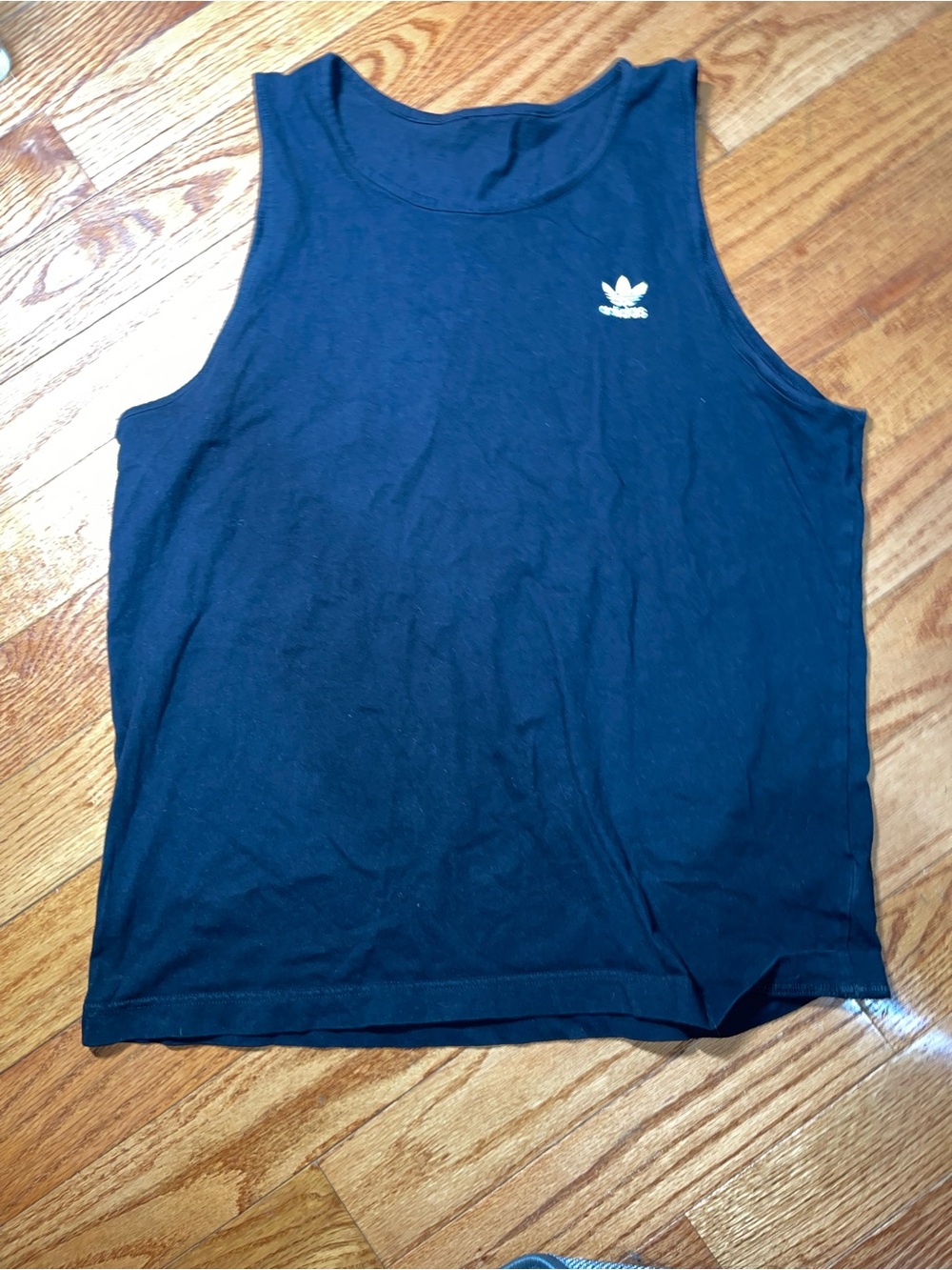adidas Black Tank Top with White Trefoil size large mens